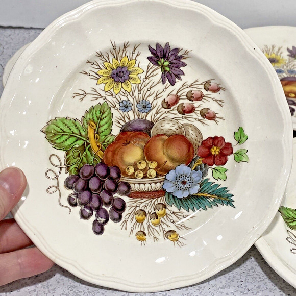 Reynolds Spode Copeland Fine Bone China Floral Bread & Butter Plates (4) FLAW - Picture 2 of 8